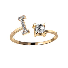 Load image into Gallery viewer, A-Z Letter Gold Color Metal Adjustable Opening Ring Initials Name Alphabet Female Creative Finger Rings Trendy Party Jewelry