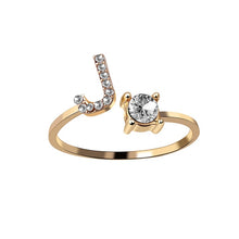 Load image into Gallery viewer, A-Z Letter Gold Color Metal Adjustable Opening Ring Initials Name Alphabet Female Creative Finger Rings Trendy Party Jewelry
