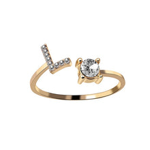 Load image into Gallery viewer, A-Z Letter Gold Color Metal Adjustable Opening Ring Initials Name Alphabet Female Creative Finger Rings Trendy Party Jewelry