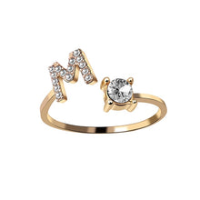 Load image into Gallery viewer, A-Z Letter Gold Color Metal Adjustable Opening Ring Initials Name Alphabet Female Creative Finger Rings Trendy Party Jewelry