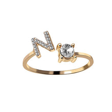 Load image into Gallery viewer, A-Z Letter Gold Color Metal Adjustable Opening Ring Initials Name Alphabet Female Creative Finger Rings Trendy Party Jewelry