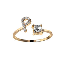 Load image into Gallery viewer, A-Z Letter Gold Color Metal Adjustable Opening Ring Initials Name Alphabet Female Creative Finger Rings Trendy Party Jewelry