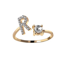 Load image into Gallery viewer, A-Z Letter Gold Color Metal Adjustable Opening Ring Initials Name Alphabet Female Creative Finger Rings Trendy Party Jewelry