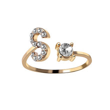 Load image into Gallery viewer, A-Z Letter Gold Color Metal Adjustable Opening Ring Initials Name Alphabet Female Creative Finger Rings Trendy Party Jewelry