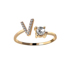 Load image into Gallery viewer, A-Z Letter Gold Color Metal Adjustable Opening Ring Initials Name Alphabet Female Creative Finger Rings Trendy Party Jewelry