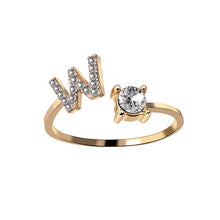 Load image into Gallery viewer, A-Z Letter Gold Color Metal Adjustable Opening Ring Initials Name Alphabet Female Creative Finger Rings Trendy Party Jewelry