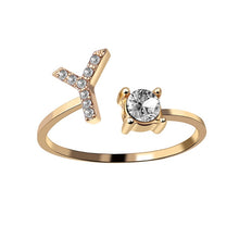 Load image into Gallery viewer, A-Z Letter Gold Color Metal Adjustable Opening Ring Initials Name Alphabet Female Creative Finger Rings Trendy Party Jewelry