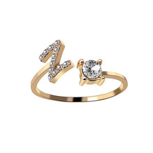 Load image into Gallery viewer, A-Z Letter Gold Color Metal Adjustable Opening Ring Initials Name Alphabet Female Creative Finger Rings Trendy Party Jewelry