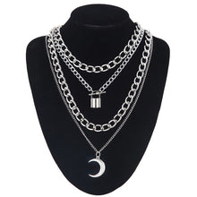 Load image into Gallery viewer, Layered Chain Necklace Neck Chains Lock Pendant  Jewelry For Women Punk Choker Padlock Goth Jewelry Grunge Aesthetic Accessories