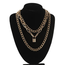 Load image into Gallery viewer, Layered Chain Necklace Neck Chains Lock Pendant  Jewelry For Women Punk Choker Padlock Goth Jewelry Grunge Aesthetic Accessories