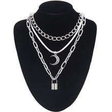 Load image into Gallery viewer, Layered Chain Necklace Neck Chains Lock Pendant  Jewelry For Women Punk Choker Padlock Goth Jewelry Grunge Aesthetic Accessories