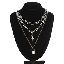 Load image into Gallery viewer, Layered Chain Necklace Neck Chains Lock Pendant  Jewelry For Women Punk Choker Padlock Goth Jewelry Grunge Aesthetic Accessories