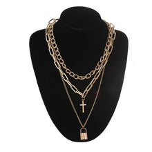 Load image into Gallery viewer, Layered Chain Necklace Neck Chains Lock Pendant  Jewelry For Women Punk Choker Padlock Goth Jewelry Grunge Aesthetic Accessories