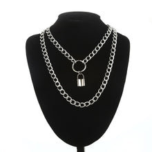 Load image into Gallery viewer, Layered Chain Necklace Neck Chains Lock Pendant  Jewelry For Women Punk Choker Padlock Goth Jewelry Grunge Aesthetic Accessories