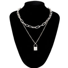 Load image into Gallery viewer, Layered Chain Necklace Neck Chains Lock Pendant  Jewelry For Women Punk Choker Padlock Goth Jewelry Grunge Aesthetic Accessories