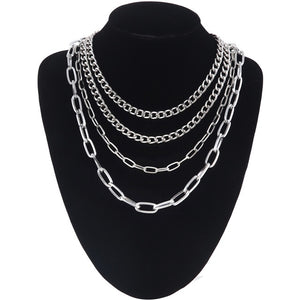 Layered Chain Necklace Neck Chains Lock Pendant  Jewelry For Women Punk Choker Padlock Goth Jewelry Grunge Aesthetic Accessories