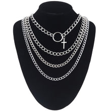 Load image into Gallery viewer, Layered Chain Necklace Neck Chains Lock Pendant  Jewelry For Women Punk Choker Padlock Goth Jewelry Grunge Aesthetic Accessories