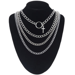 Layered Chain Necklace Neck Chains Lock Pendant  Jewelry For Women Punk Choker Padlock Goth Jewelry Grunge Aesthetic Accessories