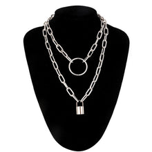 Load image into Gallery viewer, Layered Chain Necklace Neck Chains Lock Pendant  Jewelry For Women Punk Choker Padlock Goth Jewelry Grunge Aesthetic Accessories