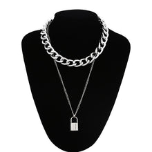 Load image into Gallery viewer, Layered Chain Necklace Neck Chains Lock Pendant  Jewelry For Women Punk Choker Padlock Goth Jewelry Grunge Aesthetic Accessories