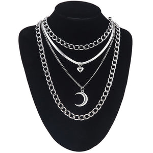 Layered Chain Necklace Neck Chains Lock Pendant  Jewelry For Women Punk Choker Padlock Goth Jewelry Grunge Aesthetic Accessories
