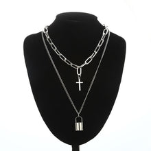 Load image into Gallery viewer, Layered Chain Necklace Neck Chains Lock Pendant  Jewelry For Women Punk Choker Padlock Goth Jewelry Grunge Aesthetic Accessories