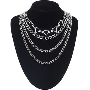 Layered Chain Necklace Neck Chains Lock Pendant  Jewelry For Women Punk Choker Padlock Goth Jewelry Grunge Aesthetic Accessories