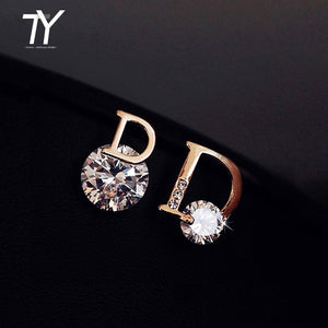 European and American personality shiny D letter asymmetric Earrings sexy party queen Earrings fashion trendsetter lady Earrings