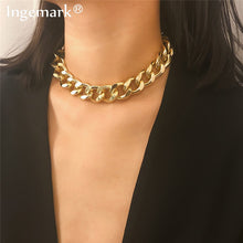 Load image into Gallery viewer, Punk Miami Cuban Choker Necklace Collar Statement Hip Hop Big Chunky Aluminum Gold Color Thick Chain Necklace Women Jewelry