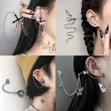 Load image into Gallery viewer, New Fashion Punk Butterfly Clip Earring for Teens Women Men Ear Cuffs Zinc Alloy Cool Jewelry Vintage Retro Chain Earings Metal