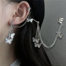 Load image into Gallery viewer, New Fashion Punk Butterfly Clip Earring for Teens Women Men Ear Cuffs Zinc Alloy Cool Jewelry Vintage Retro Chain Earings Metal