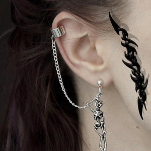 New Fashion Punk Butterfly Clip Earring for Teens Women Men Ear Cuffs Zinc Alloy Cool Jewelry Vintage Retro Chain Earings Metal
