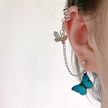Load image into Gallery viewer, New Fashion Punk Butterfly Clip Earring for Teens Women Men Ear Cuffs Zinc Alloy Cool Jewelry Vintage Retro Chain Earings Metal
