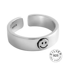 Load image into Gallery viewer, Hot Sale Happy Smiley Face Lightning Stamp Tibetan Ring Big Large Retro Vintage Golden Gothic Women Jewelry Rings