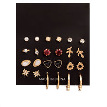 Load image into Gallery viewer, Hot Sale Fashion Bohemian Earrings Set For Women New Trendy Flower Round Geometric Metal Stud Earring 2020 Trend Female Jewelry