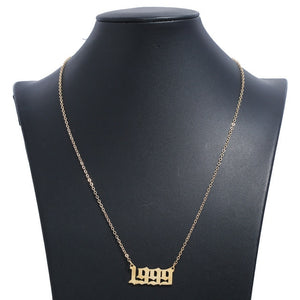 QIAMNI Stainless Steel 1985-2020 Birth Year Necklaces for Women Men Choker Date Number Pendant Necklace Jewelry Commemorat Gift