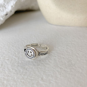 Vintage Smiling Face Finger Rings for Women Girl Punk Hip Hop Opening Adjustable Ring Weaving Rings Statement Jewelry Gift