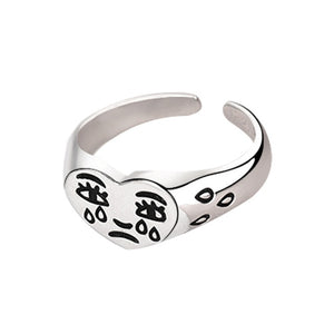 Vintage Smiling Face Finger Rings for Women Girl Punk Hip Hop Opening Adjustable Ring Weaving Rings Statement Jewelry Gift