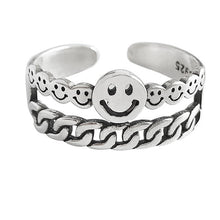 Load image into Gallery viewer, Vintage Smiling Face Finger Rings for Women Girl Punk Hip Hop Opening Adjustable Ring Weaving Rings Statement Jewelry Gift