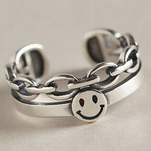 Load image into Gallery viewer, Vintage Smiling Face Finger Rings for Women Girl Punk Hip Hop Opening Adjustable Ring Weaving Rings Statement Jewelry Gift