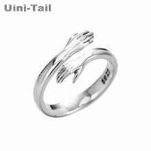 Load image into Gallery viewer, Uini-Tail hot new 925 sterling silver European and American jewelry love hug ring retro fashion tide flow open ring GN601