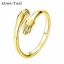 Load image into Gallery viewer, Uini-Tail hot new 925 sterling silver European and American jewelry love hug ring retro fashion tide flow open ring GN601