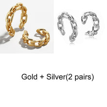 Load image into Gallery viewer, Punk Rock Gold Color Clip Earrings No Piercing Trendy Link Chain Earcuffs Statement Cartilage Earrings for Women Party Jewelry