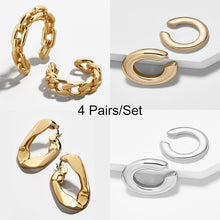 Load image into Gallery viewer, Punk Rock Gold Color Clip Earrings No Piercing Trendy Link Chain Earcuffs Statement Cartilage Earrings for Women Party Jewelry