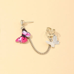 2020 Fashion Butterfly Clip Earrings Ear hook Stainless Steel Ear Clips Double pierced Earring Earrings Women Girls Jewelry