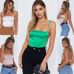 Fashion Women Ladies Tank Top Sexy Strap Backless Crop Top Stain Vest Tank Top Summer Women Clothing