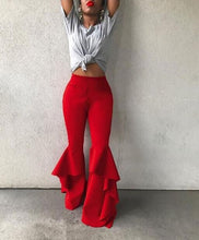 Load image into Gallery viewer, Easy Chic Vintage Ruffles Trousers Women High Waist Hippie Slim Gypsy Bell Bottom Pants Female Flare Palazzo Fashion Streetwear