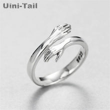 Load image into Gallery viewer, Uini-Tail hot new 925 sterling silver European and American jewelry love hug ring retro fashion tide flow open ring GN601