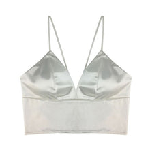 Load image into Gallery viewer, Sexy Satin Crop Tops Women 2019 Wireless Bralette Crochet Top Female Spaghetti Strap T-shirt Cropped With Chest Padded Camisole