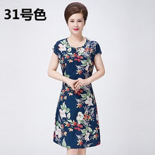 Load image into Gallery viewer, Xl-5xl 2019 Women Print Dresses Long Casual O-neck Cotton Dress Short Sleeves Mid-calf Plus Size Loose Vestidos Clothes